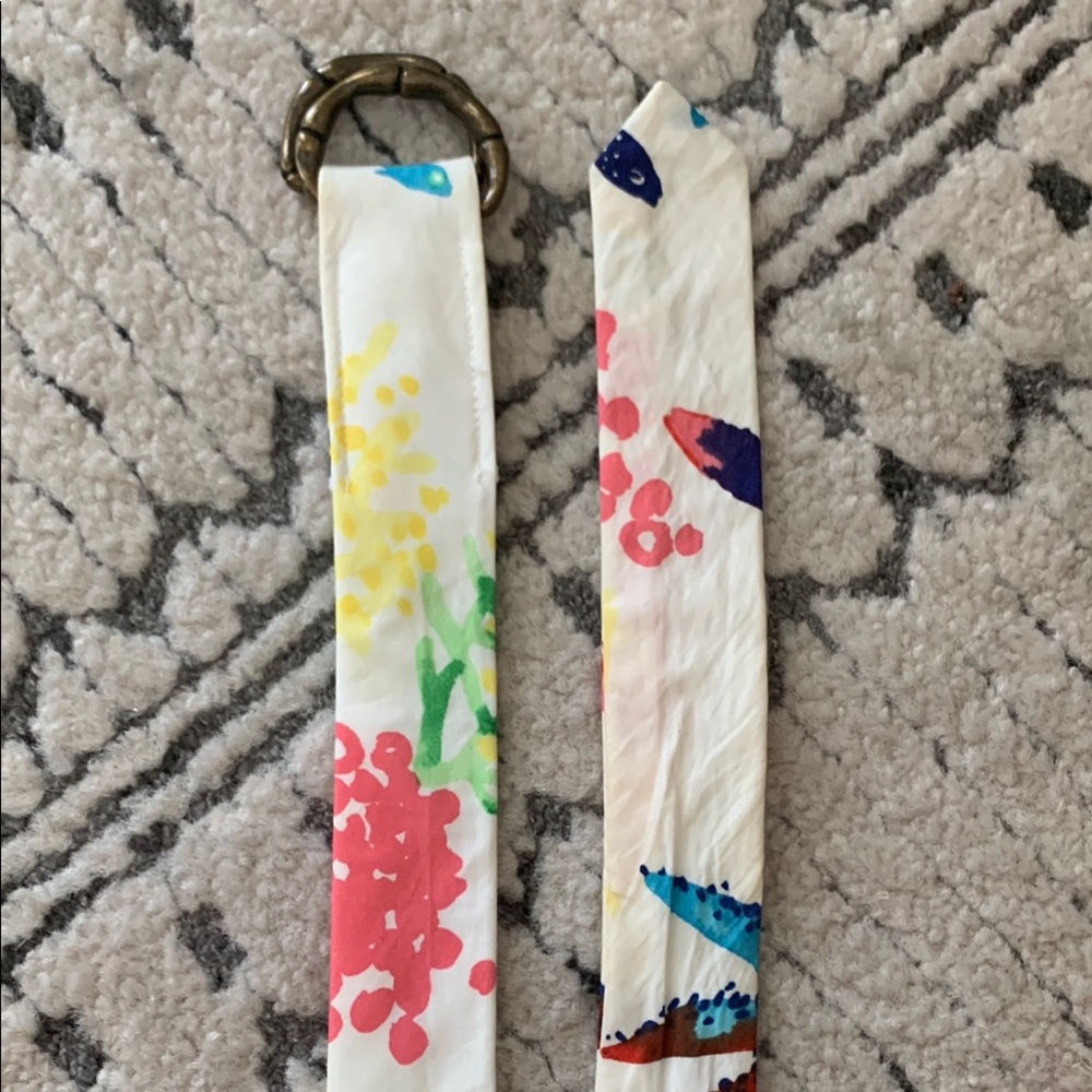 J. Crew Colorful Sealife Belt with bamboo looking Brass Buckle
